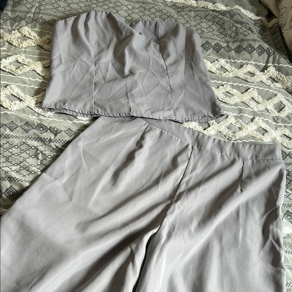 SHEIN Light Gray Strapless Ensemble
